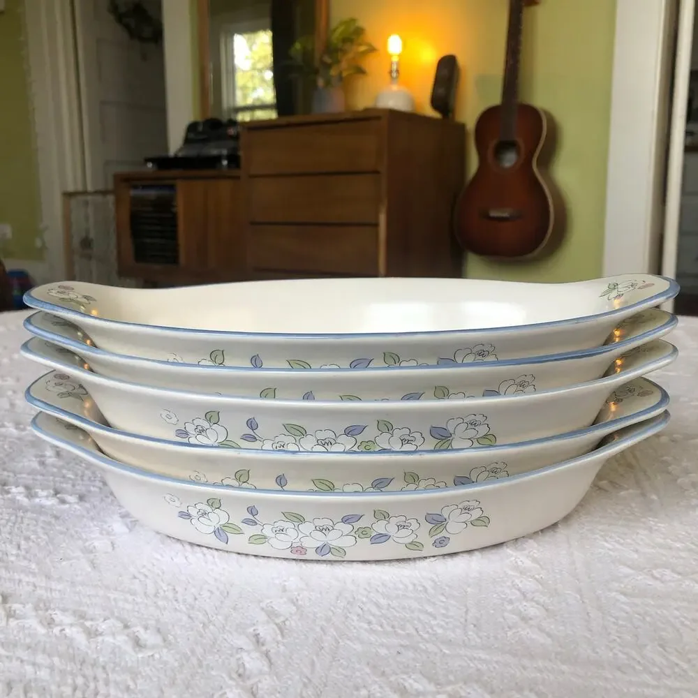 VTG Chantilly Floral‎ Casserole Serving Dish Japan Hand Painted Set of 5 Cottage